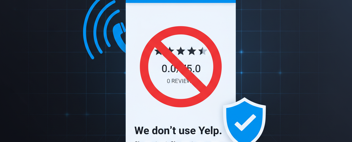 TNR Development Studio no Yelp review platform warning header image