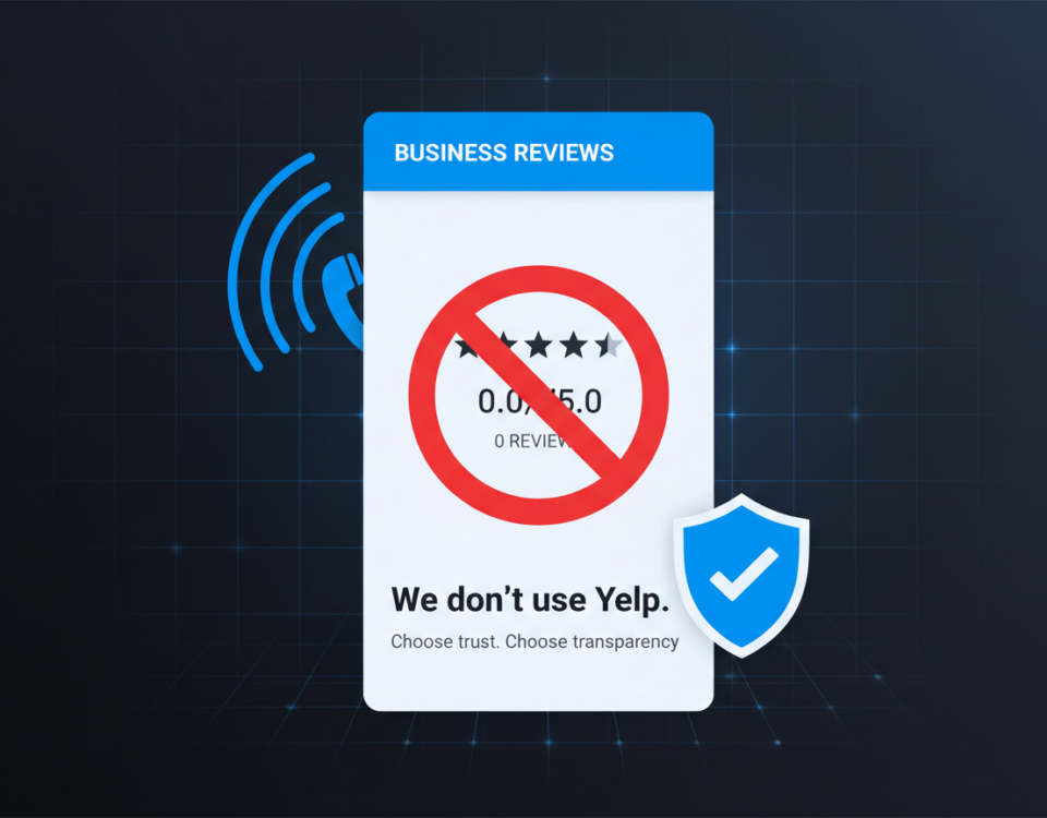 TNR Development Studio no Yelp review platform warning header image