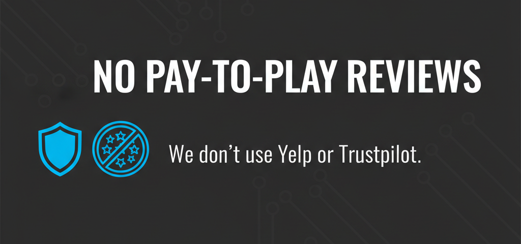 No pay-to-play reviews graphic for TNR Development Studio
