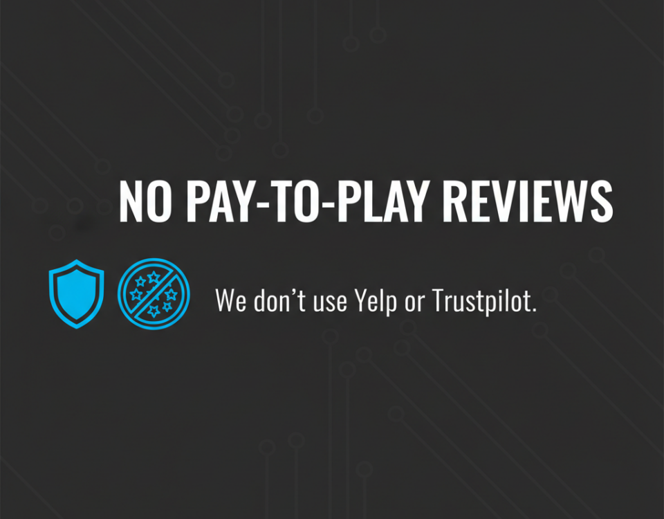 No pay-to-play reviews graphic for TNR Development Studio